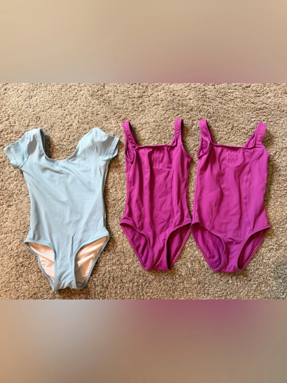 Girl’s One-Piece Leotard - Light Blue and Magenta Size 6